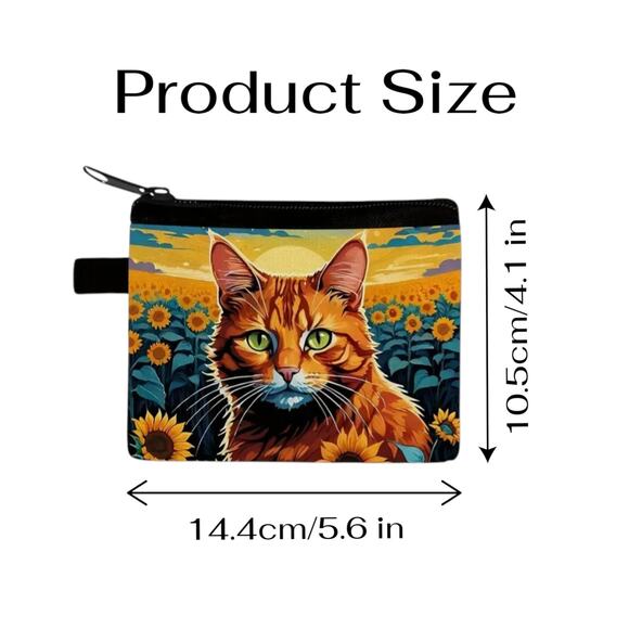 Cat Cosmetic Bag Change Purse Coin Pouch Cat Lovers Small - Picture 5 of 6